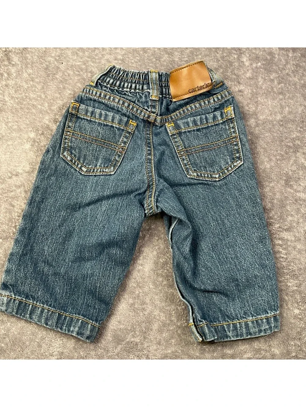Carter's Baby Denim Jeans 6 Months Snap Inseam Elastic Waist Medium Wash
